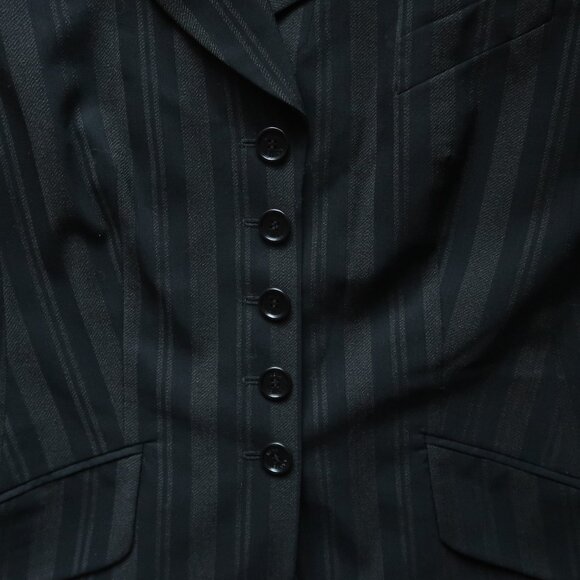 Rena Lange Black Virgin Wool Pinstripe Tailored Blazer Jacket Size 42 EU 10 US - Picture 7 of 8